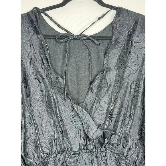 KIKA VARGAS X Target MIDI Dress Floral Texture Scallop Back Puff Sleeve Size 1X - Picture 9 of 12